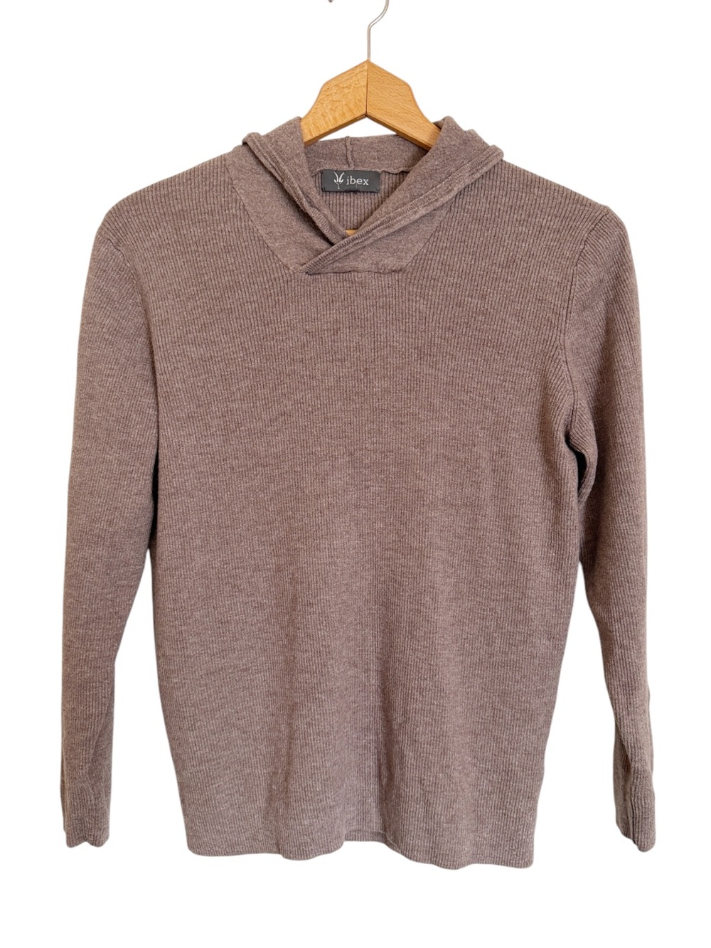 Ibex Merino Wool Silk Blend Hooded Pullover Sweater size S-M